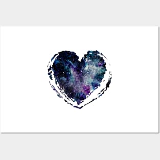 Watercolor Galaxy in Heart Posters and Art